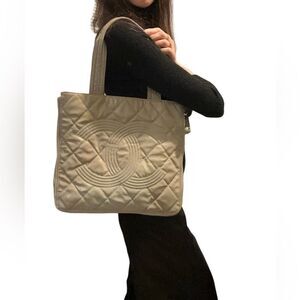 CHANEL Quilted Tan Tote Bag